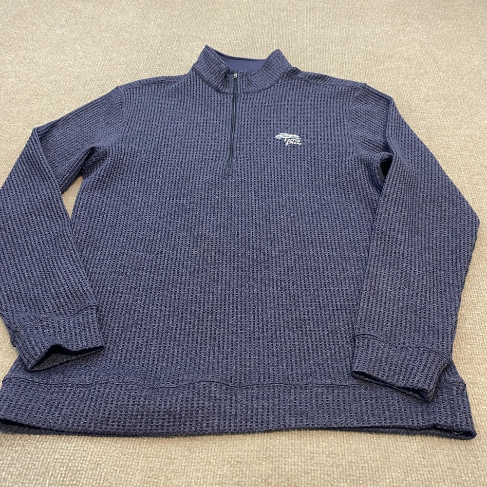 Straight Down Sweater Mens Medium Waffle Fleece 1/4 Zip Mock Neck Torrey Pines